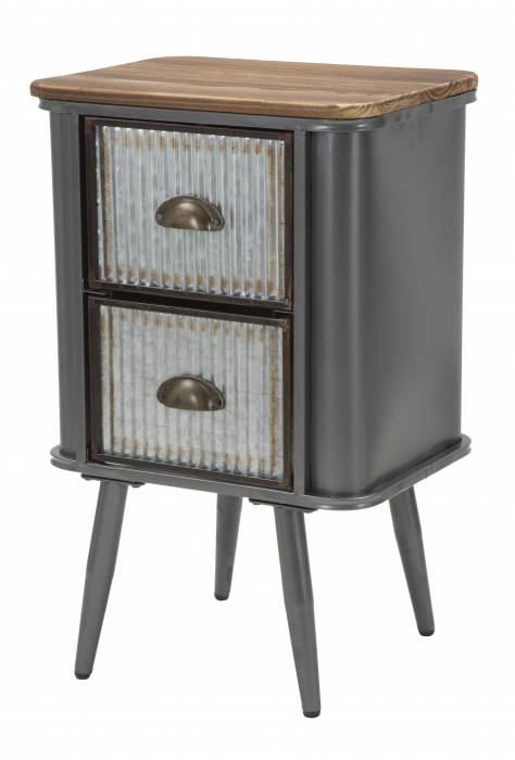 Noptiera Illinois, fier/lemn brad, gri inchis [5]