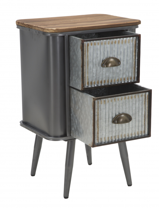 Noptiera Illinois, fier/lemn brad, gri inchis [4]