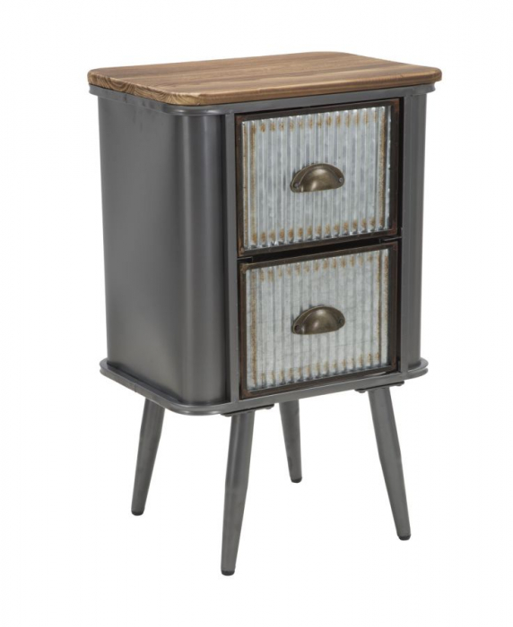 Noptiera Illinois, fier/lemn brad, gri inchis [1]