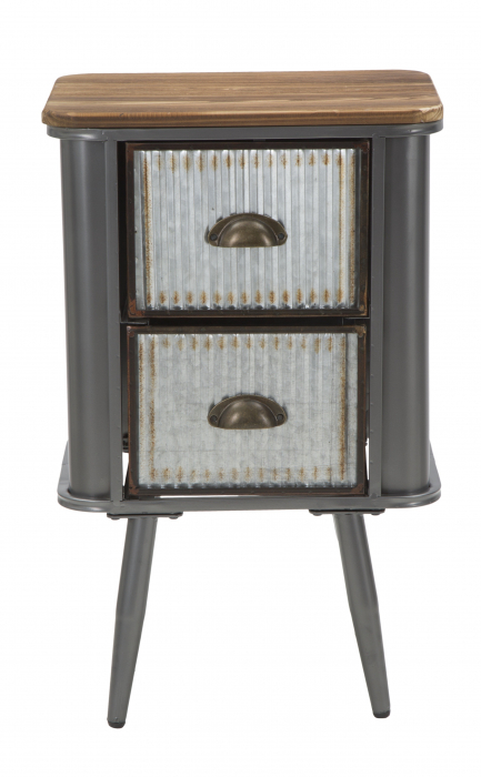 Noptiera Illinois, fier/lemn brad, gri inchis [3]