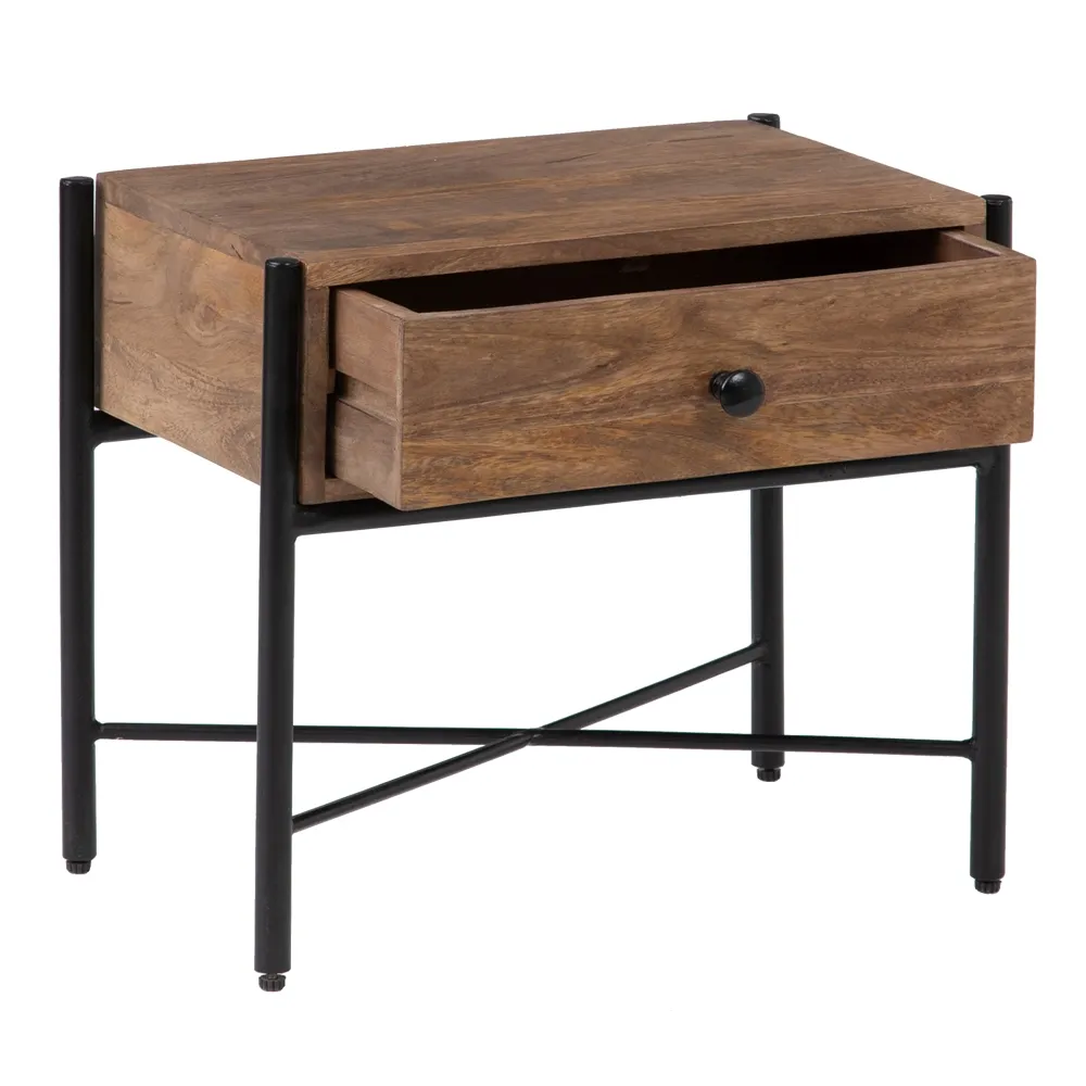 Noptiera Industrial Lemn Mango Metal, Maro Negru - creativdeco.ro [4]