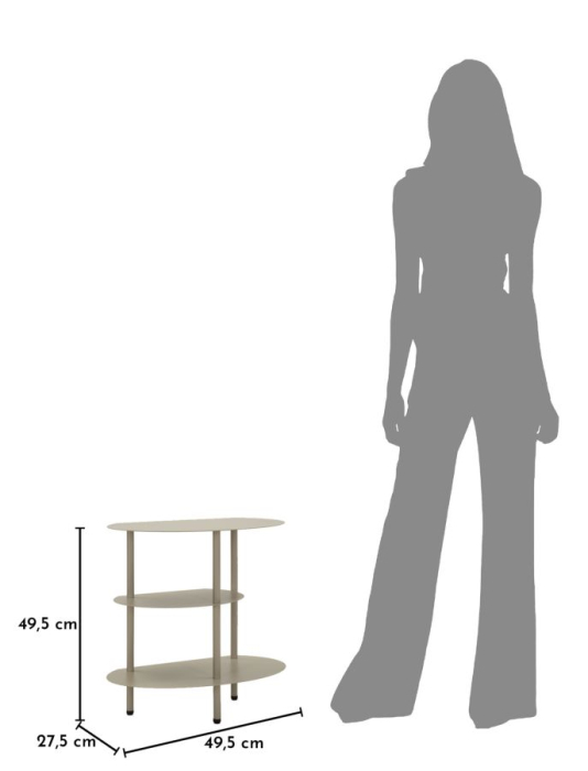 Noptieră metalică cu polițe ovale gri taupe [9]