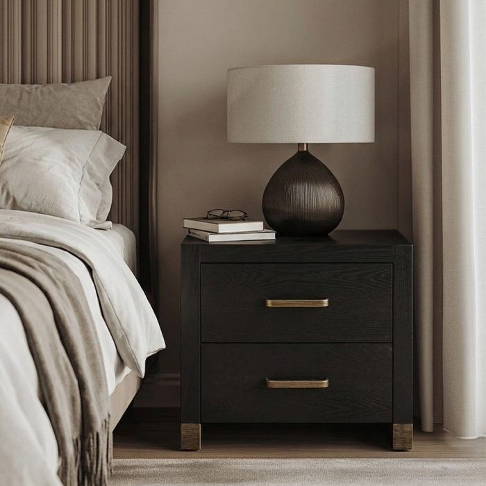 Noptiera negru auriu Giant 50x40x61 cm - design modern [2]