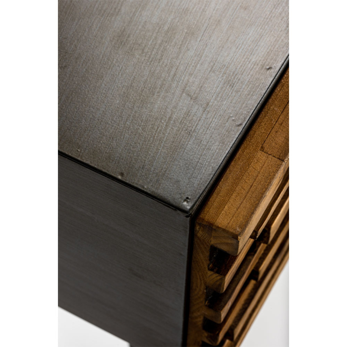 Noptiera Coast negru natural lemn sertare industrial [8]