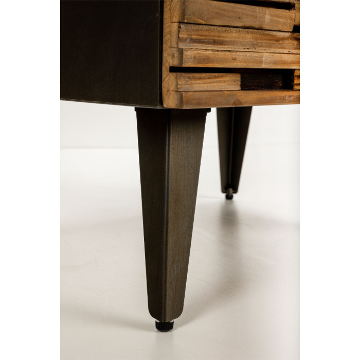 Noptiera Coast negru natural lemn sertare industrial [11]
