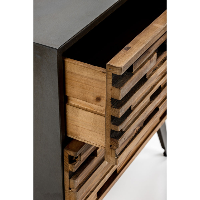 Noptiera Coast negru natural lemn sertare industrial [7]