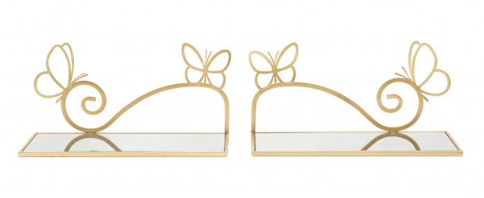 Noptiera perete Butterfly, set 2 buc, metal auriu, [6]