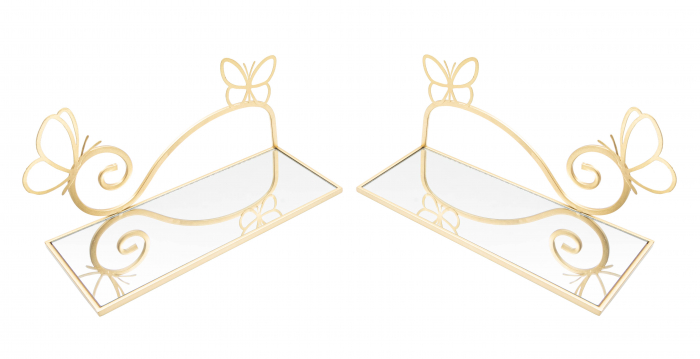 Noptiera perete Butterfly, set 2 buc, metal auriu, [5]