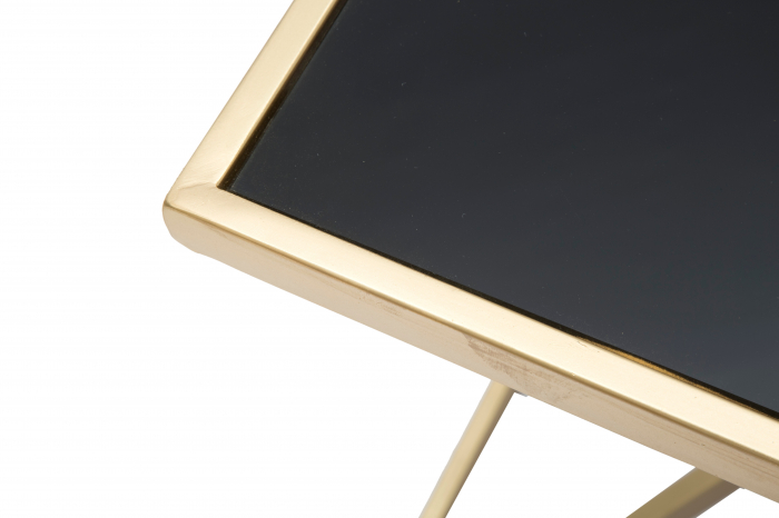 Noptiera Piramid, fier/sticla, auriu/negru [7]