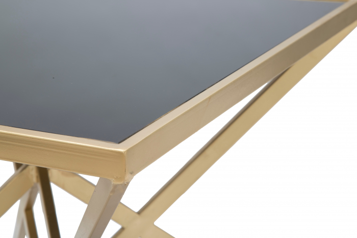 Noptiera Piramid, fier/sticla, auriu/negru [4]