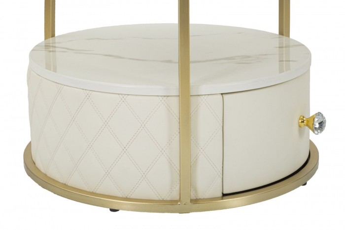 Noptiera rotunda crem | Dormitor glamour | CreativDeco [5]