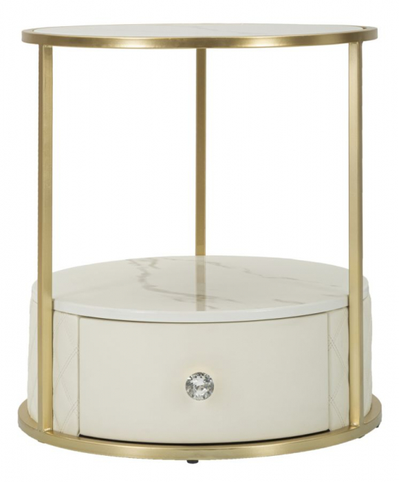Noptiera rotunda crem | Dormitor glamour | CreativDeco [3]