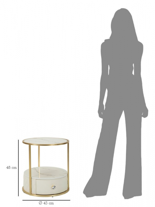Noptiera rotunda crem | Dormitor glamour | CreativDeco [9]