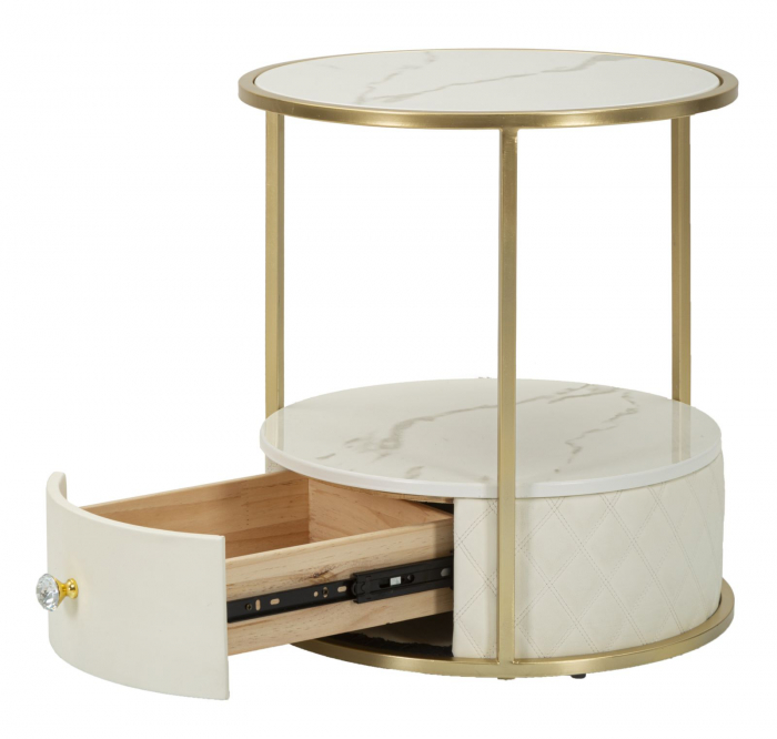 Noptiera rotunda crem | Dormitor glamour | CreativDeco [6]
