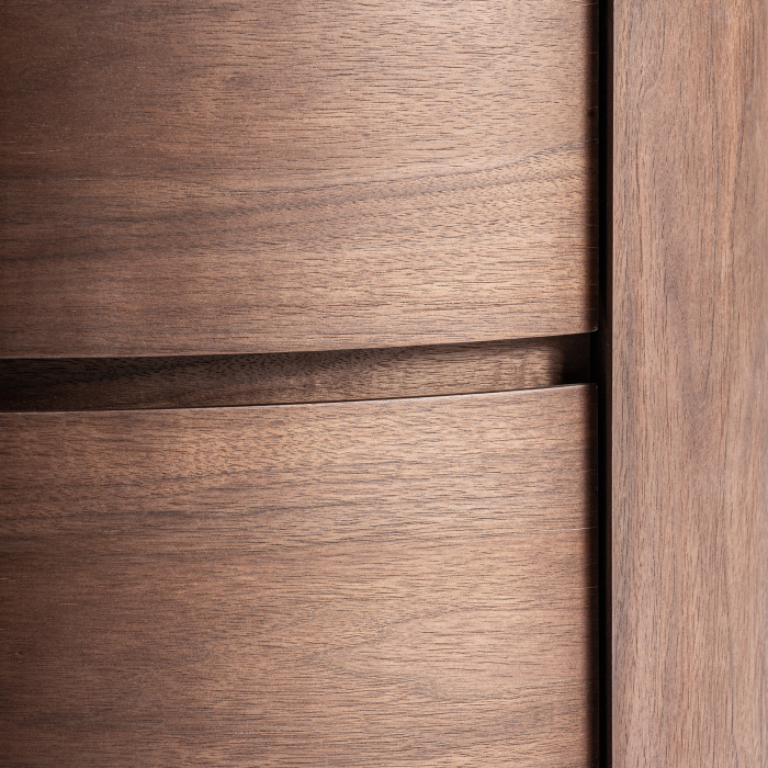 Noptieră rotundă din lemn maro cu blat din piatră sinterizată albă [4]