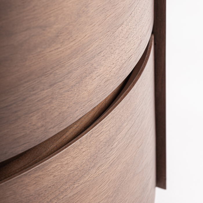 Noptieră rotundă din lemn maro cu blat din piatră sinterizată albă [6]