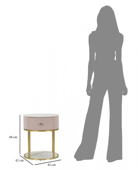 Noptiera roz glamour catifea cristal CreativDeco [7]