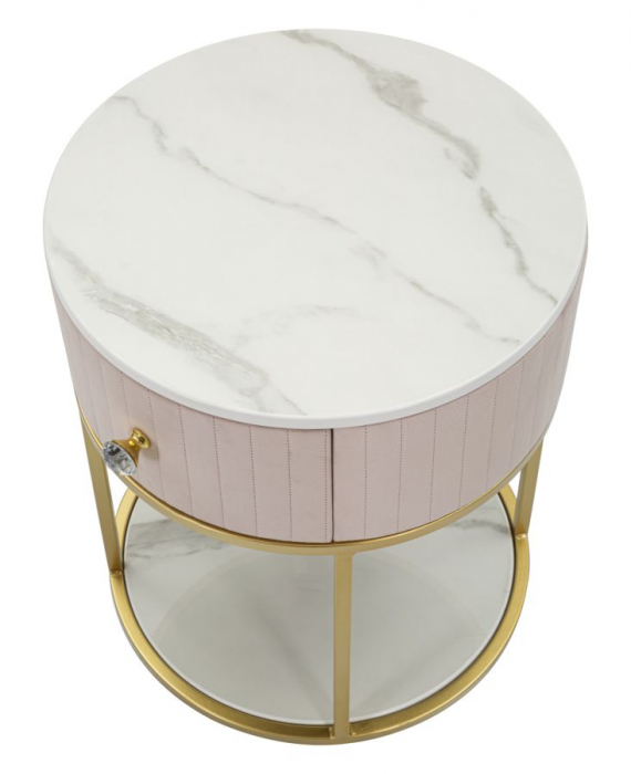 Noptiera roz glamour catifea cristal CreativDeco [4]