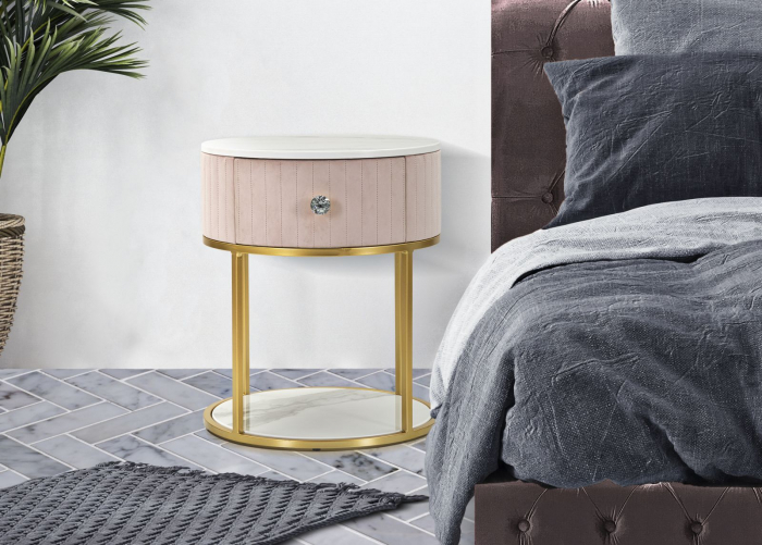 Noptiera roz glamour catifea cristal CreativDeco [2]