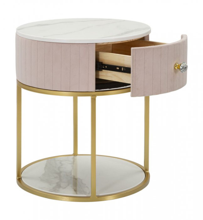 Noptiera roz glamour catifea cristal CreativDeco [3]