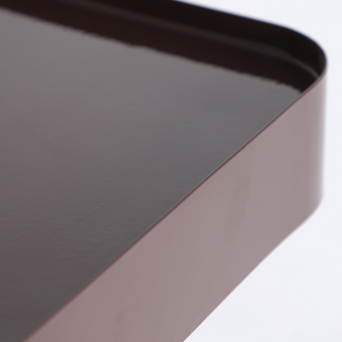 Noptiera sculpturala din metal maro cu finisaj lucios pentru dormitor [4]