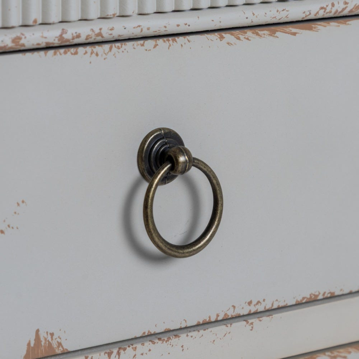 Noptieră shabby chic crem cu blat natur și 3 sertare [5]