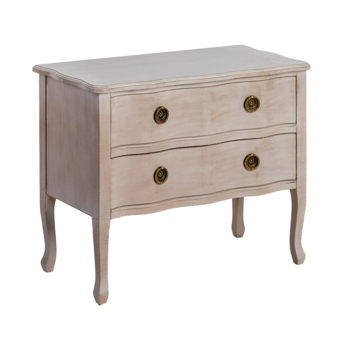Noptieră shabby chic maro deschis 2 sertare cu picioare elegante [2]
