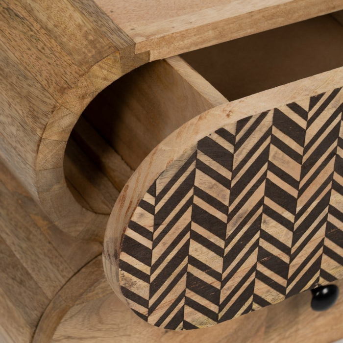 Noptiera mango cu sertare & decor chevron [6]