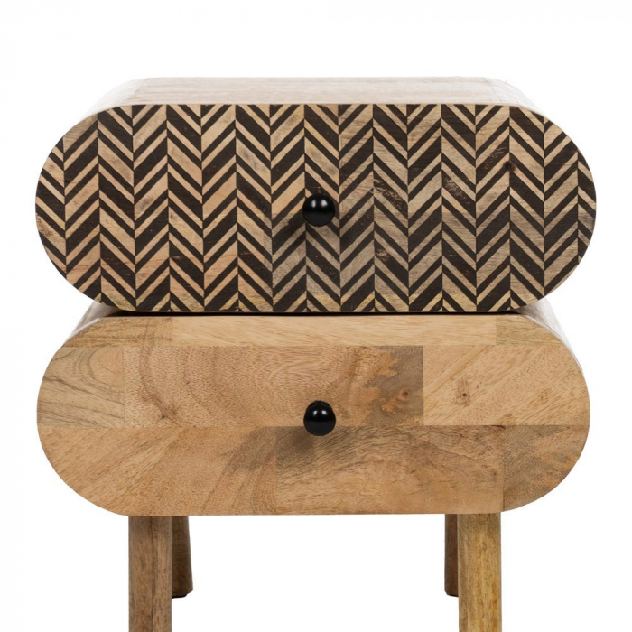 Noptiera mango cu sertare & decor chevron [5]