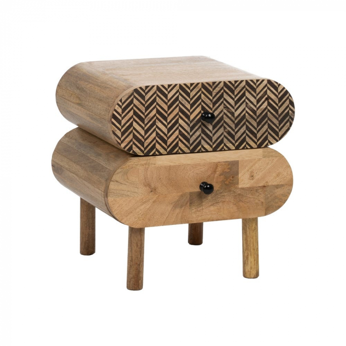 Noptiera mango cu sertare & decor chevron [2]