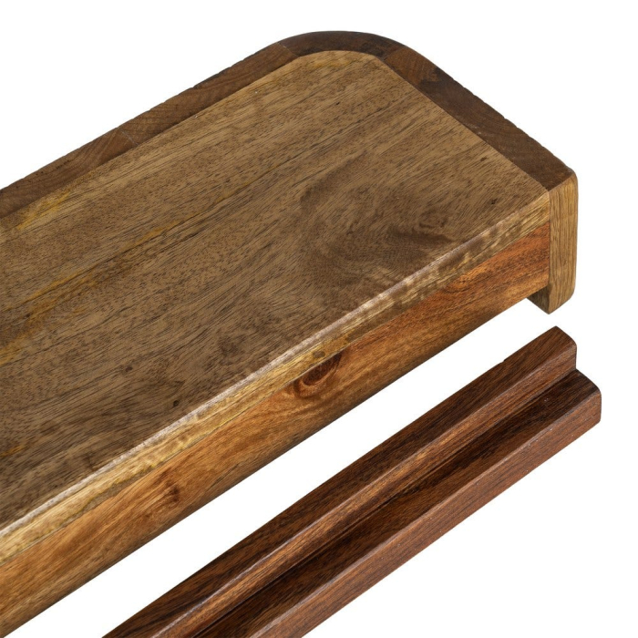 Noptieră suspendată din lemn de mango cu format alungit și front striat [7]