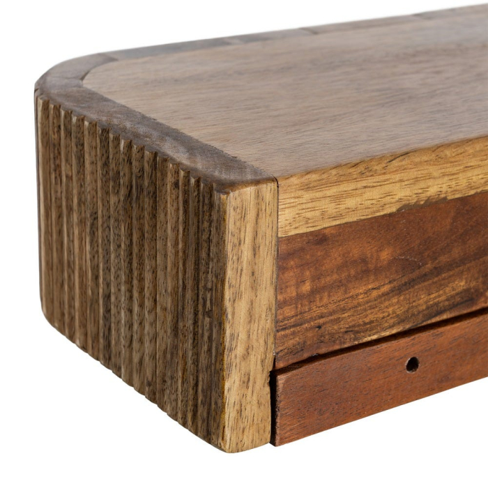 Noptieră suspendată din lemn de mango cu textură striată [9]