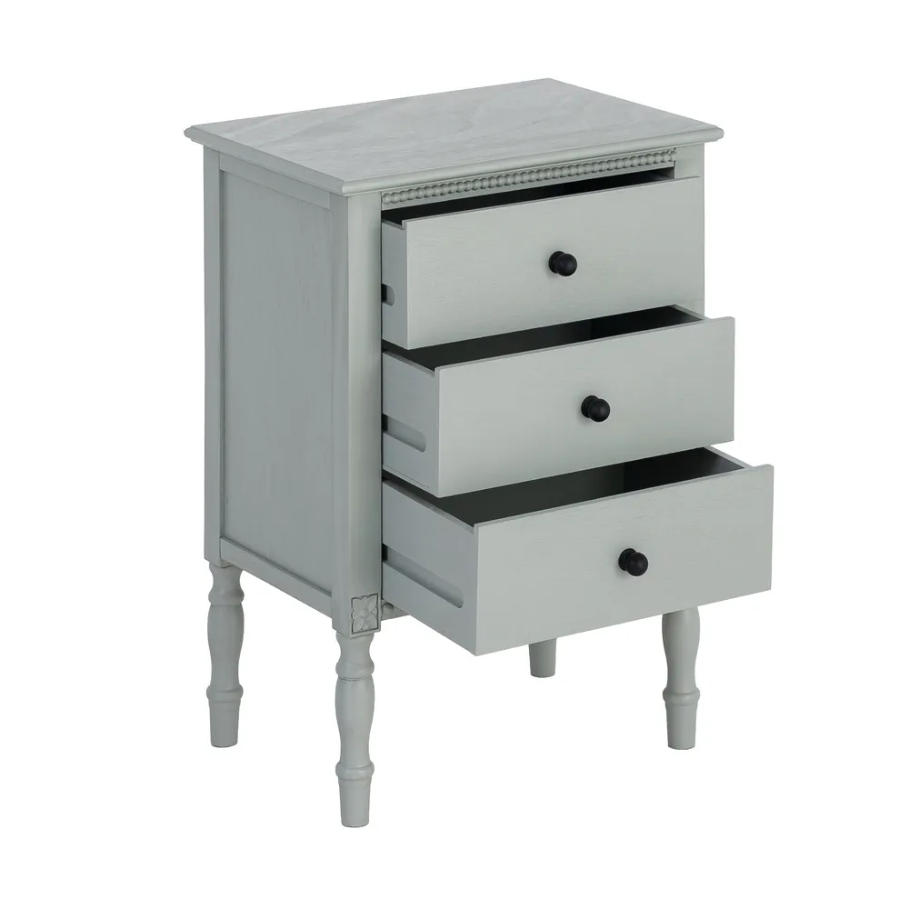 Noptieră verde deschis din mdf si lemn de pin cu 3 sertare 43x33x61 cm [3]