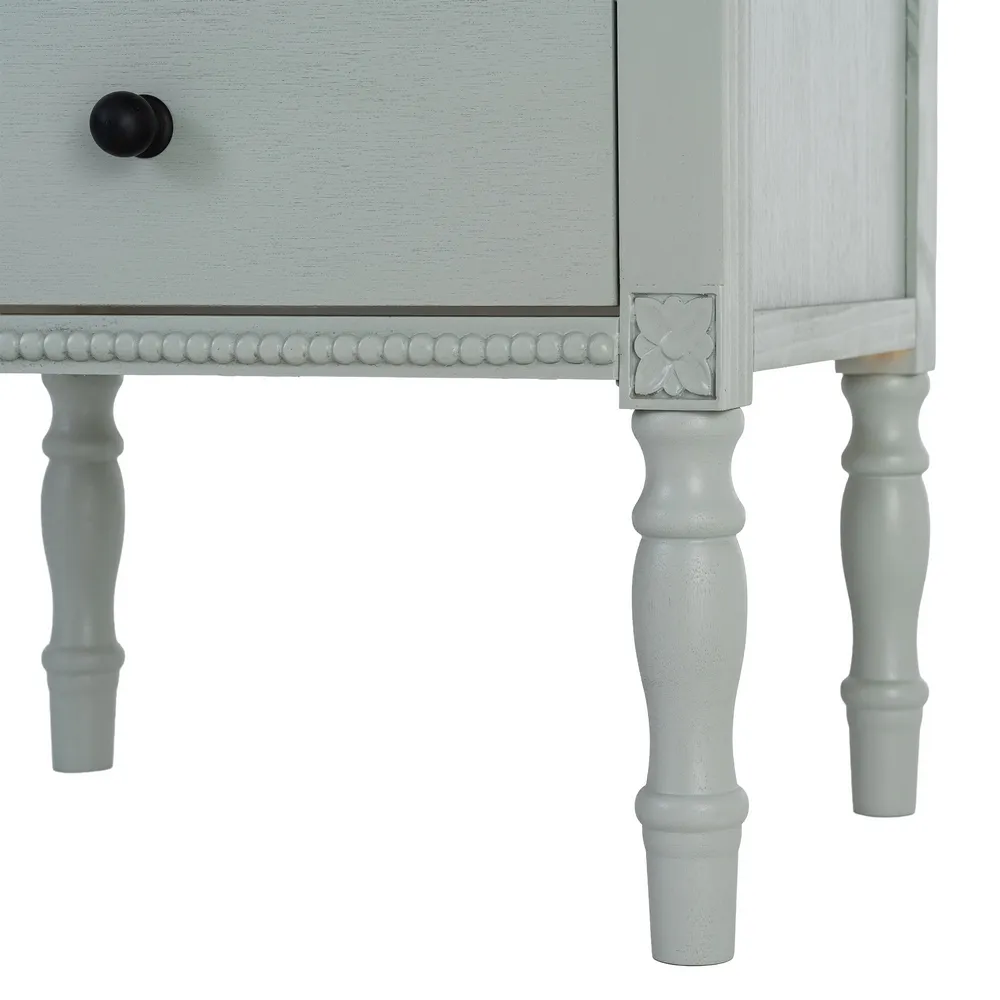 Noptieră verde deschis din mdf si lemn de pin cu 3 sertare 43x33x61 cm [7]