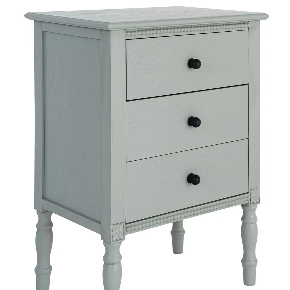 Noptieră verde deschis din mdf si lemn de pin cu 3 sertare 43x33x61 cm [4]