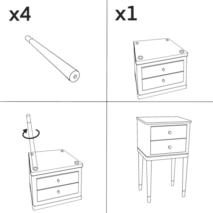 Noptieră verde salvie din lemn de pin și MDF cu două sertare și accente aurii design elegant [10]