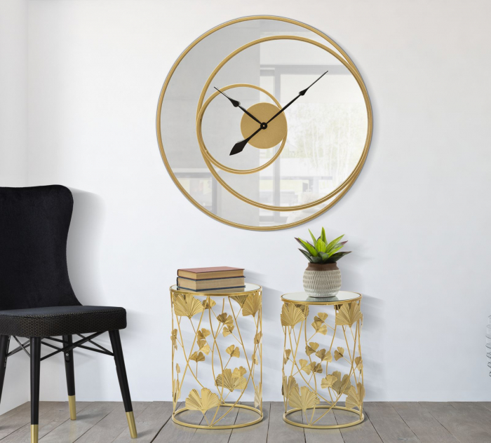 Oglinda cu Ceas, metal auriu - creativdeco.ro [2]