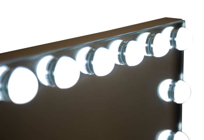 Oglinda de masa cu LED si rama alba din fier 55x43 cm [6]