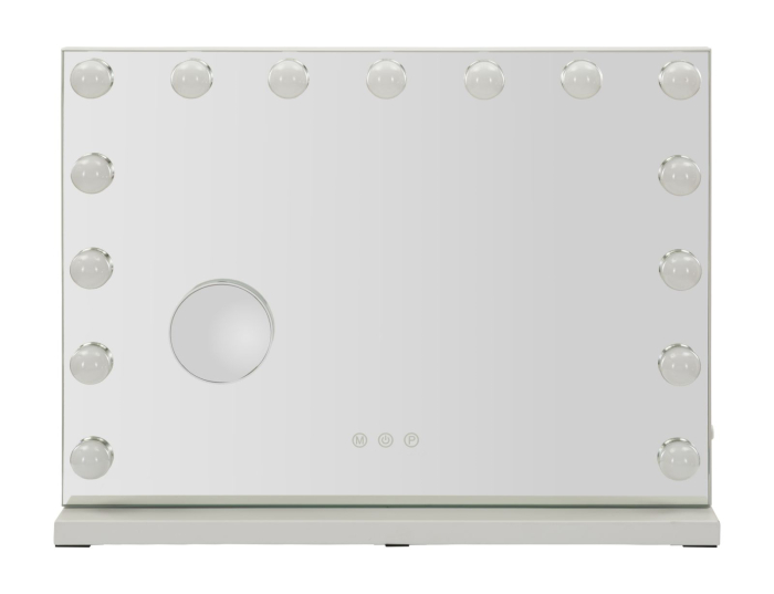 Oglinda de masa cu LED si rama alba din fier 55x43 cm [2]