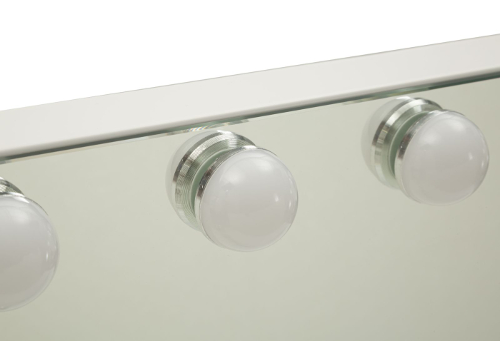 Oglinda de masa cu LED si rama alba din fier 55x43 cm [4]