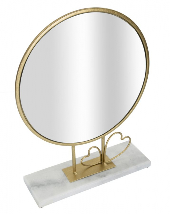 Oglinda de masa cu inimi aurii - Design elegant | CreativDeco [2]