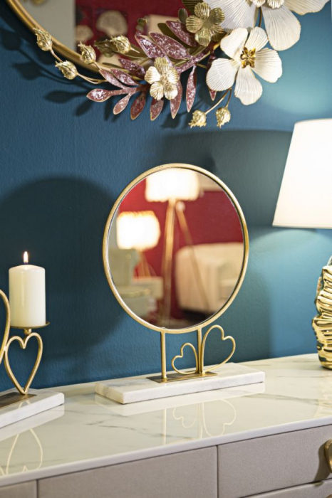 Oglinda de masa cu inimi aurii - Design elegant | CreativDeco [5]