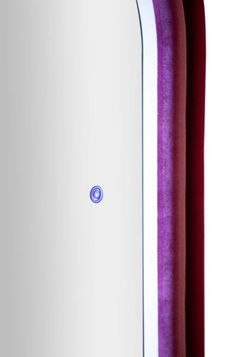 Oglindă de perete arcuită cu iluminare LED integrată în finisaj catifelat roz-fucsia [8]