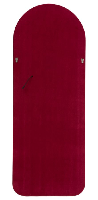 Oglindă de perete arcuită cu iluminare LED integrată în finisaj catifelat roz-fucsia [10]