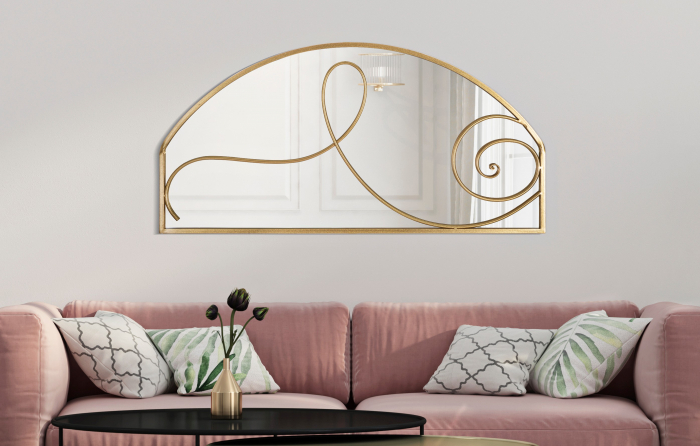 Oglinda perete Art, fier/MDF, auriu - creativdeco.ro [2]