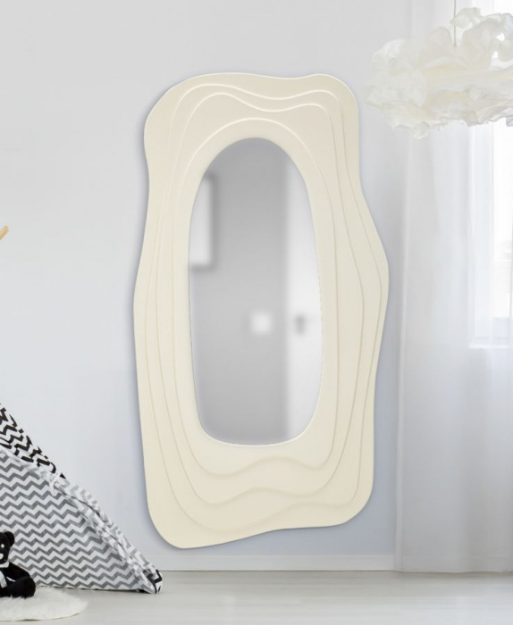 Oglinda asimetrica alba | Design modern | CreativDeco [2]