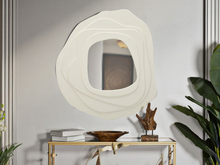 Oglinda asimetrica alba | Interior luminos | CreativDeco [2]