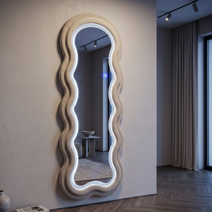 Oglindă de perete cu contur neregulat și iluminare LED integrată [2]