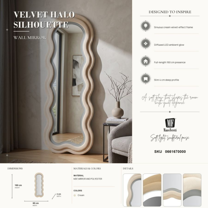 Oglindă de perete cu contur neregulat și iluminare LED integrată [12]