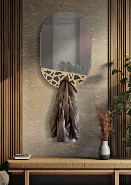 Oglinda Ovala cu Cuier Integrat Functionalitate Eleganta CreativDeco [5]